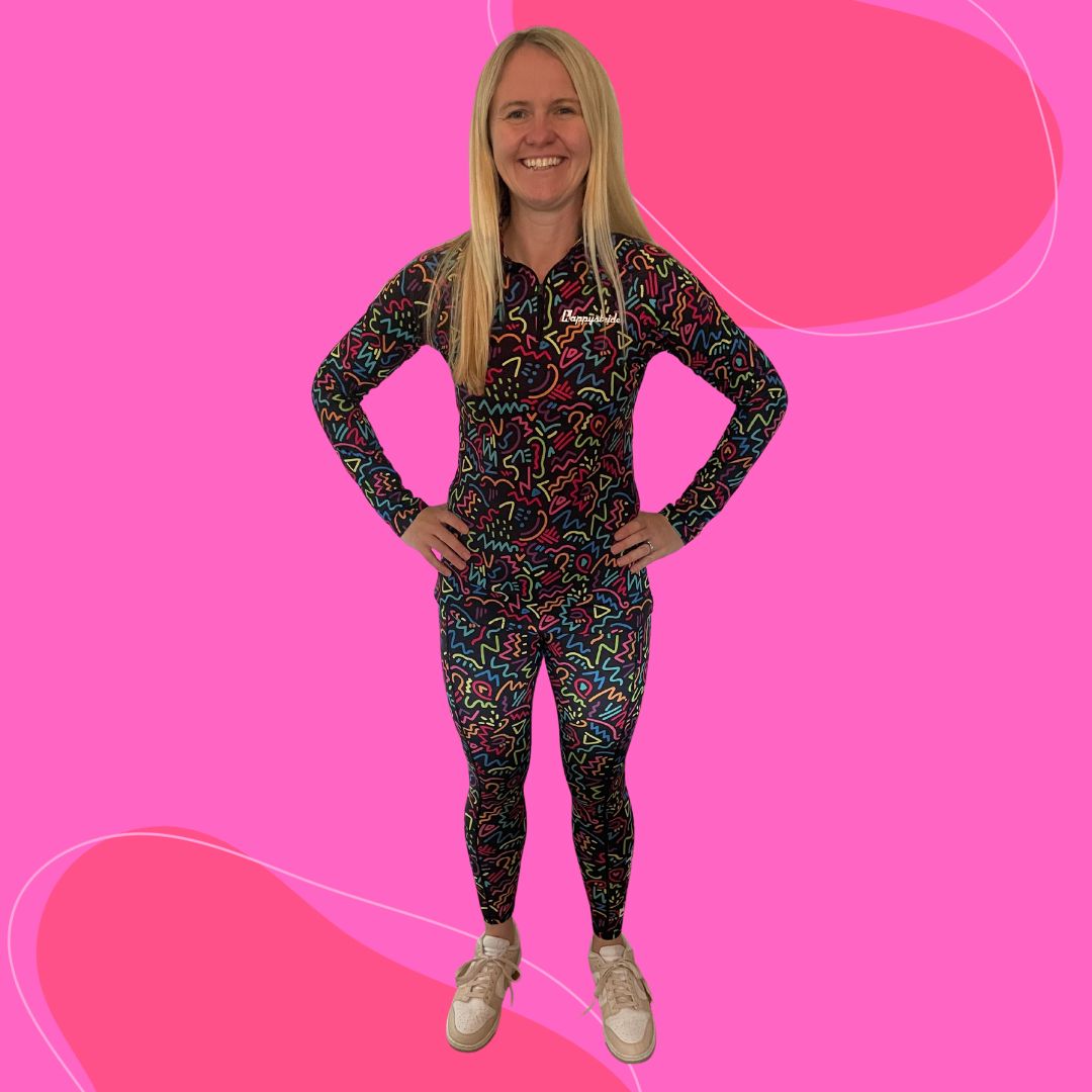''Disco doodle'' women's half-zip top