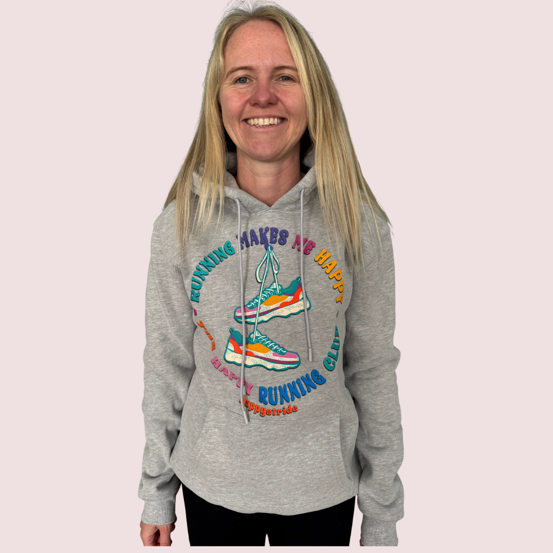 ''Running makes me happy" hoodie (Grey)