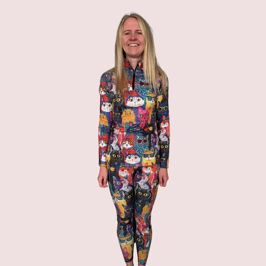 ''Meow meow'' women's half-zip top