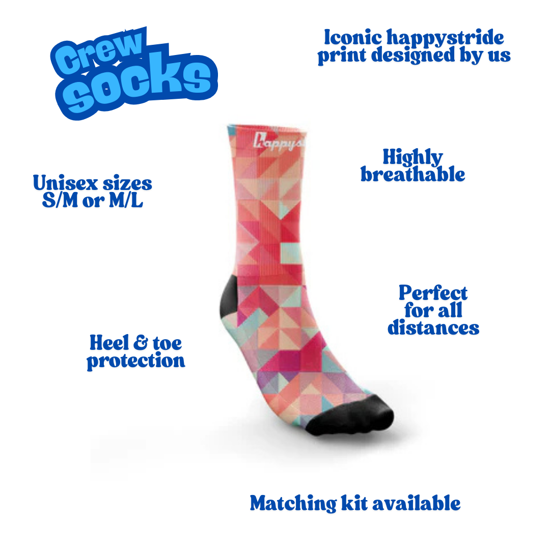 "Hectic geometric" crew socks