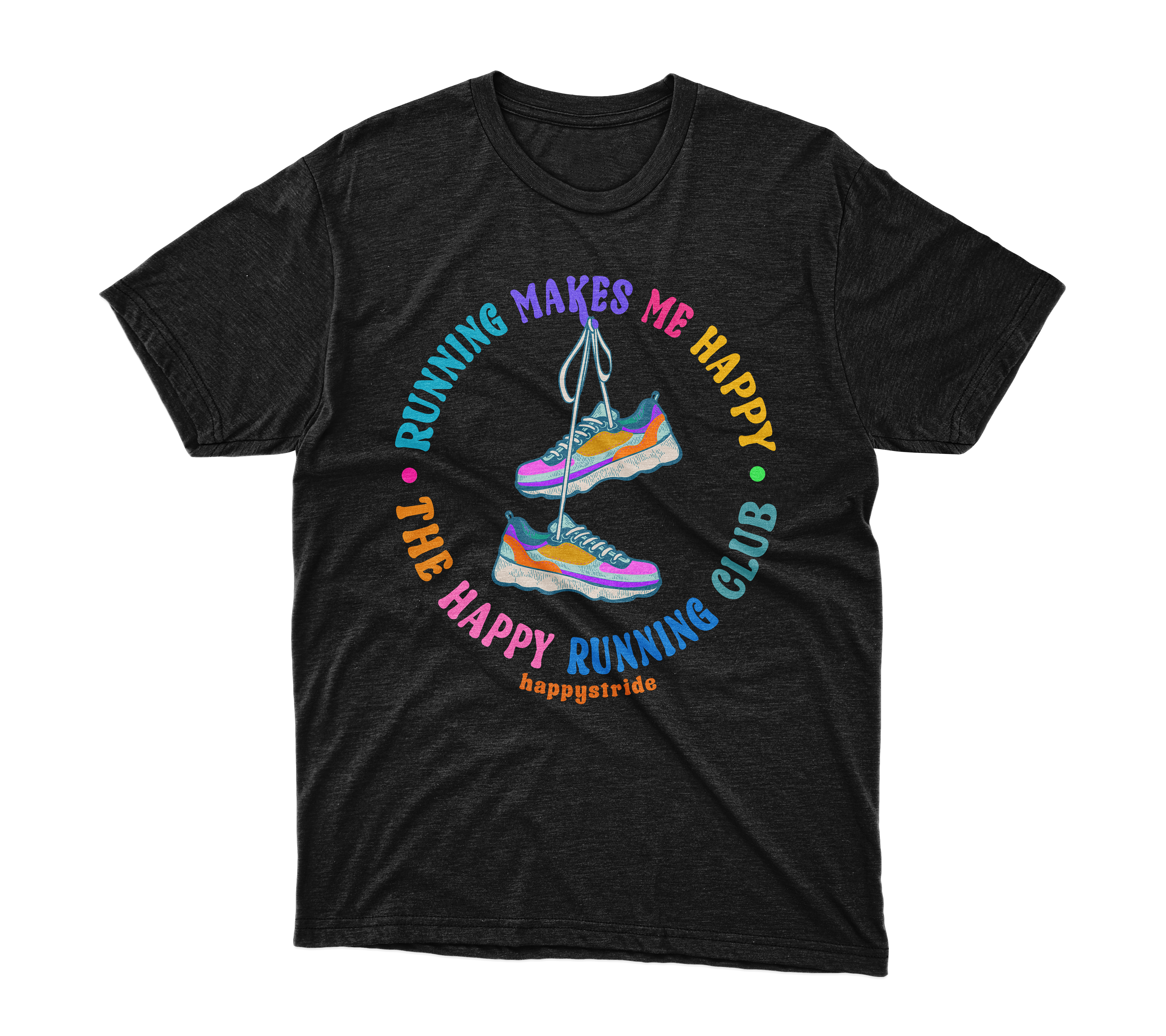 ''Running makes me happy" Casual Tee (Black)