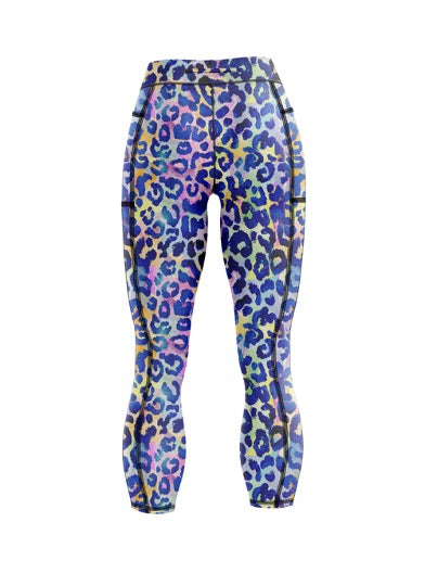 Get spotted rascal capri cool colourful fun bright running & fitness  leopard print leggings