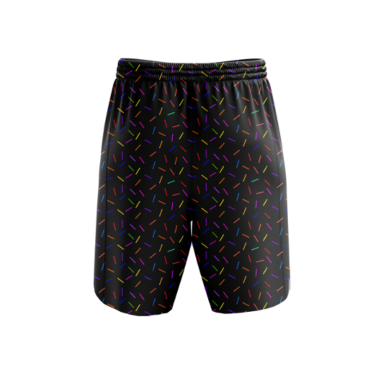 'Sprinkle-of-joy'' black fitness shorts (7")