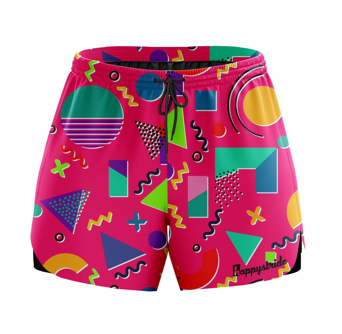 Throwing shapes'' cool bright colourful fun unisex 2-in-1 running & fitness  pink shorts – Happystride