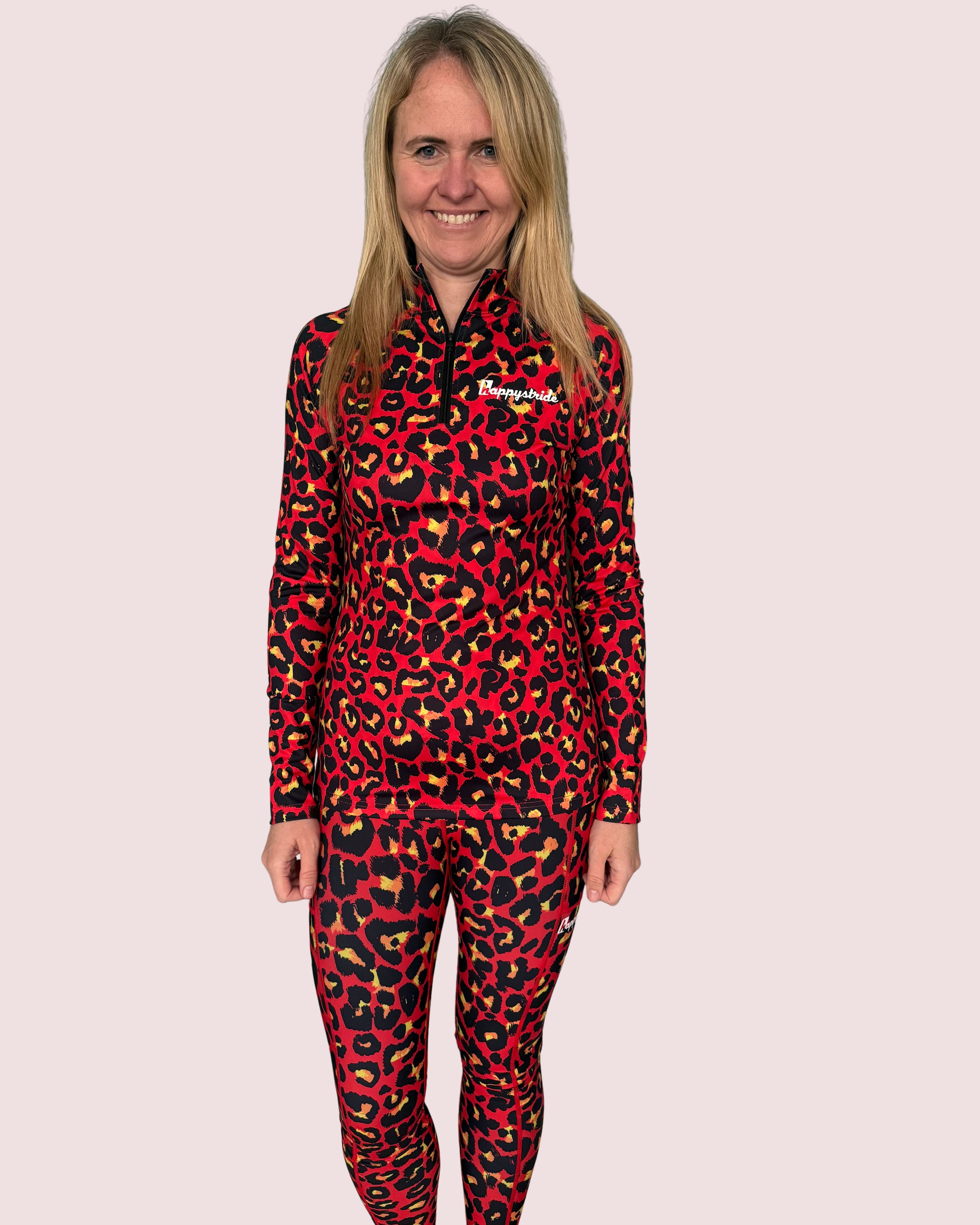 "Get spotted" flaming hot women's half-zip top