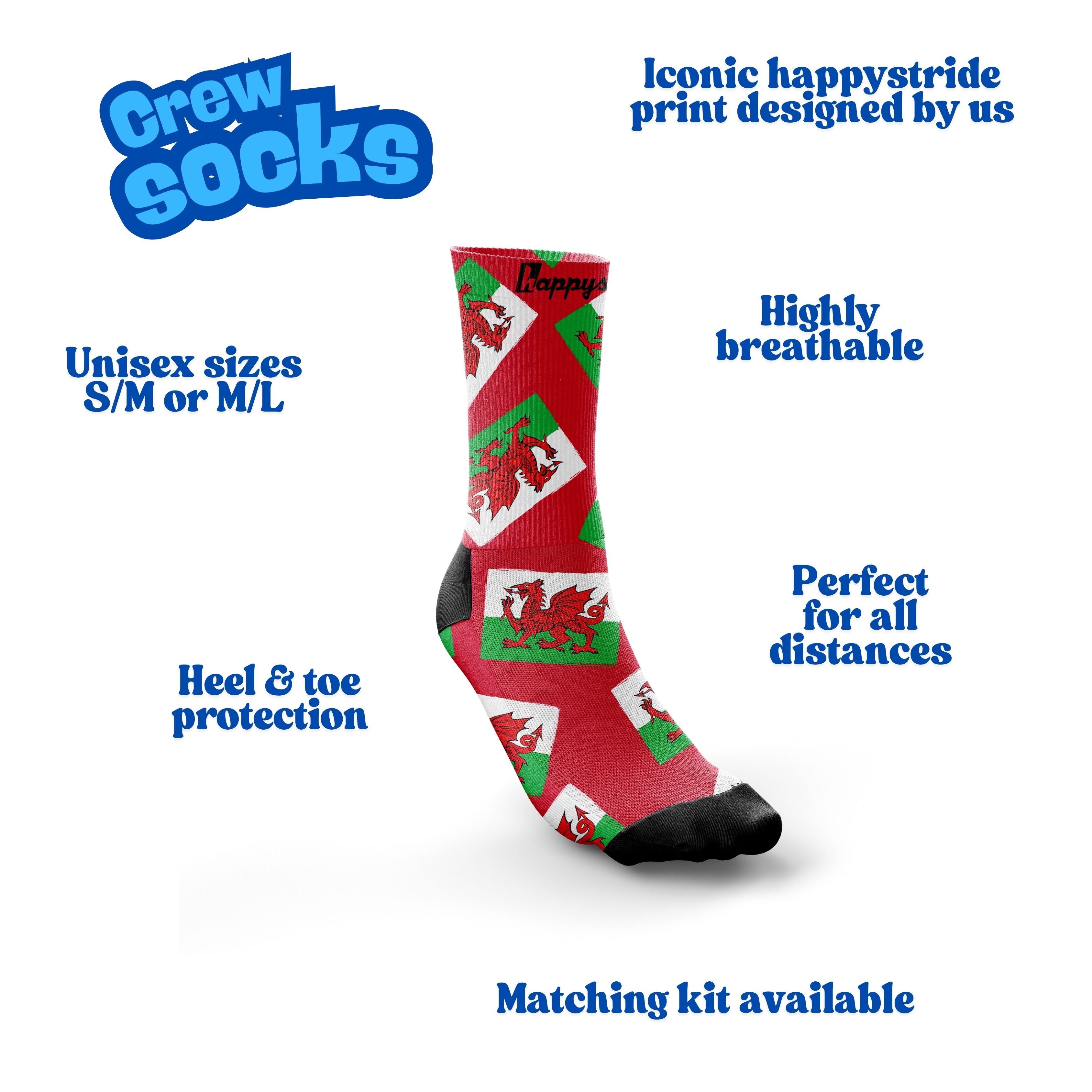 "Dragon dashers'' crew socks