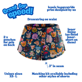 "Who let the dogs out" racer shorts