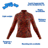 "Get spotted" flaming hot women's half-zip top