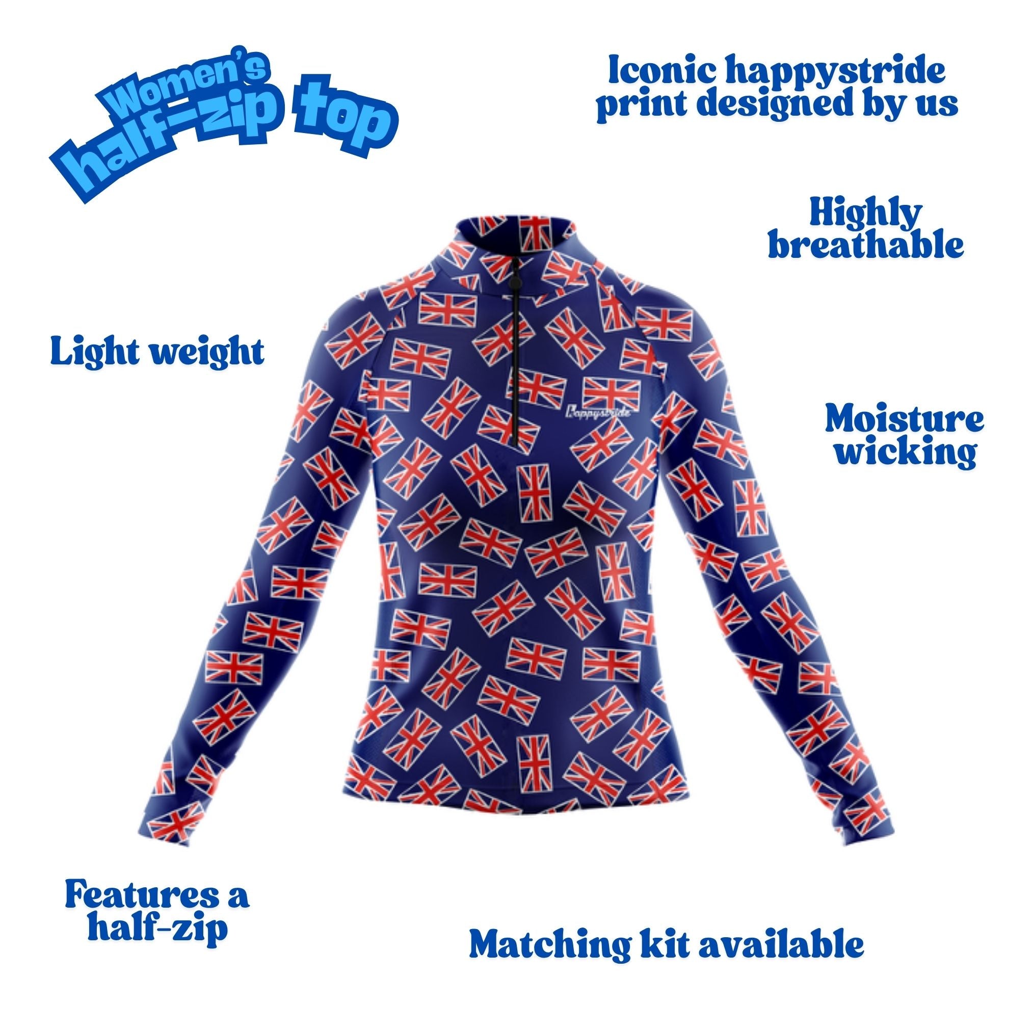 "Union Jill" women's half-zip top