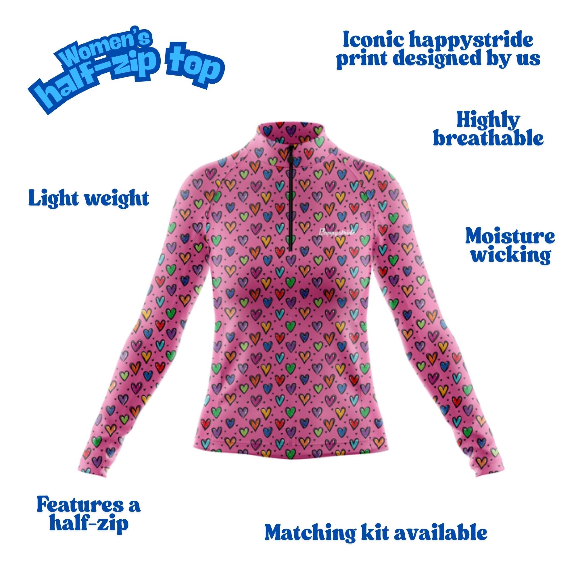 "Smartie Hearties" women's half-zip top