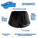 'Basic b*tch'' black racer shorts