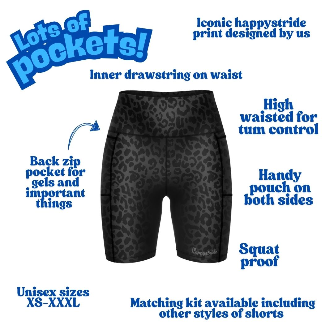 ''Get spotted' Panther black leopard print running & fitness shorts ...