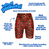 ''Get spotted'' flaming-hot fitted shorts