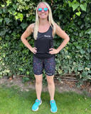 "Sprinkle-of-joy'' black fitted shorts