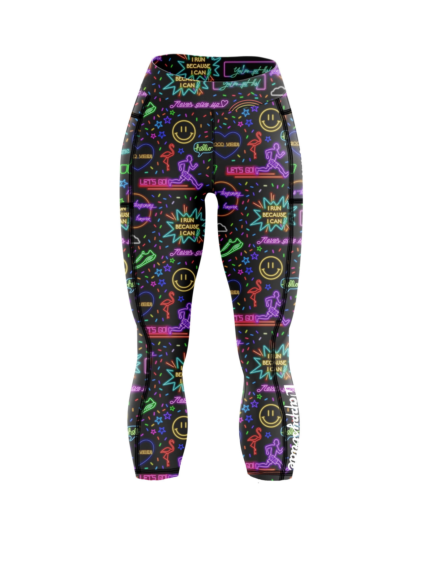 Glow go capri cool colourful fun bright running fitness leggings Happystride