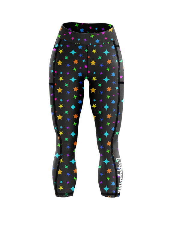Stars in your eyes capri cool colourful fun bright running fitness leggings Happystride