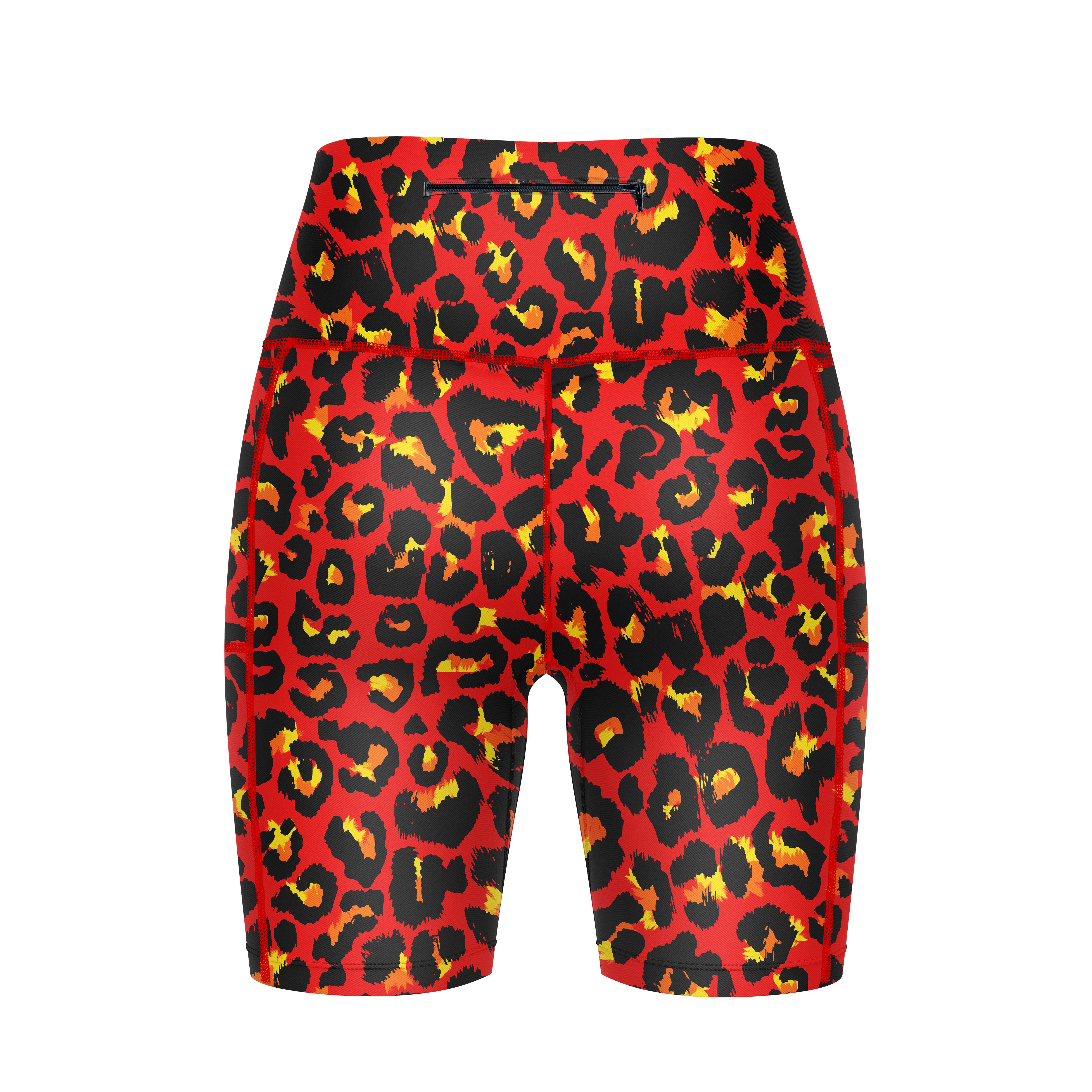 ''Get spotted'' flaming-hot fitted shorts