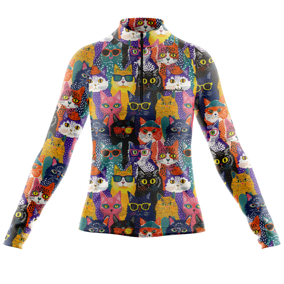 ''Meow meow'' women's half-zip top