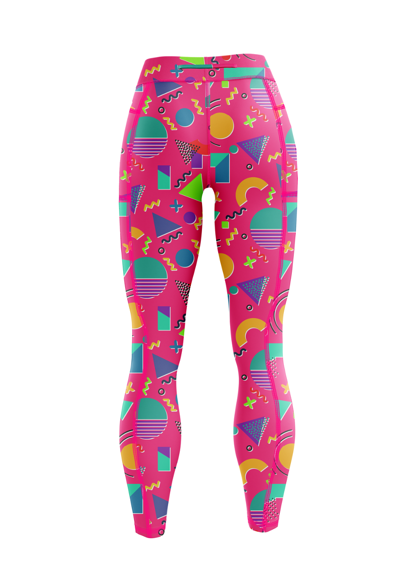 Throwing shapes cool bright colourful running fitness pink leggings Happystride