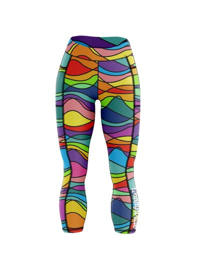 Wiggle & wave capri cool colourful fun bright running & fitness leggings –  Happystride