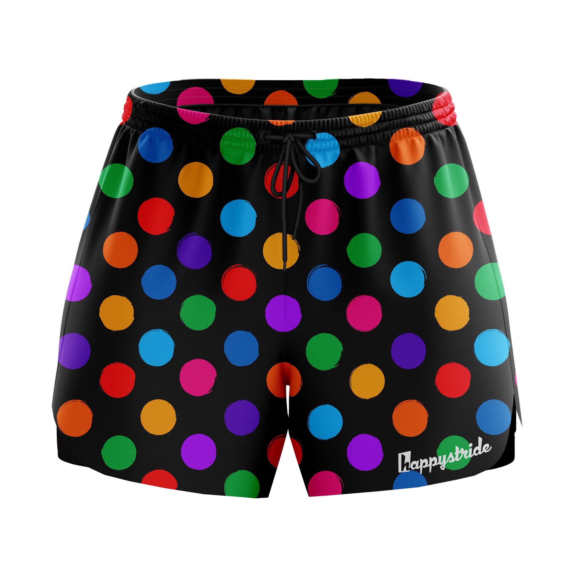 Polka face black cool colourful fun unisex 2 in 1 running fitness polka dot shorts Happystride