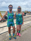 ''Neo geometric'' racer shorts