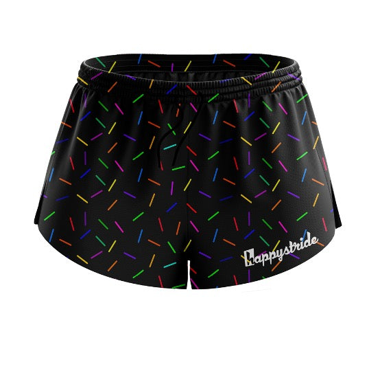 ''Sprinkle of joy'' black racer shorts