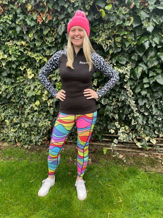 Wiggle wave bright cool colourful fun bright running fitness leggings Happystride